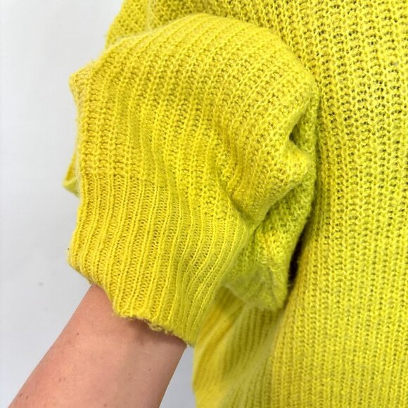 A.C.W. Yellow Oversized Turtleneck Sweater Long Sleeve Cable Knitted Pullover M - Picture 5 of 11